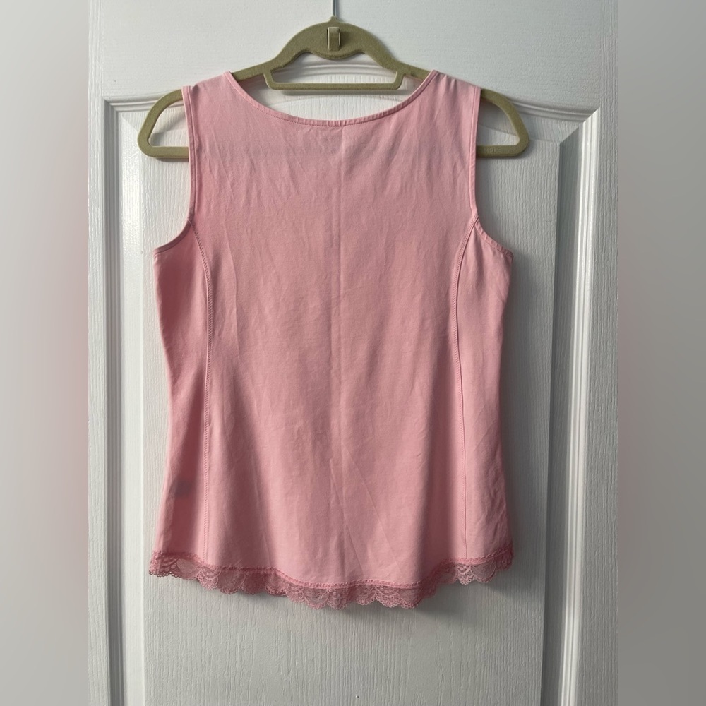 Coldwater Creek Pink Tank Top with lace trim - Picture 2 of 5